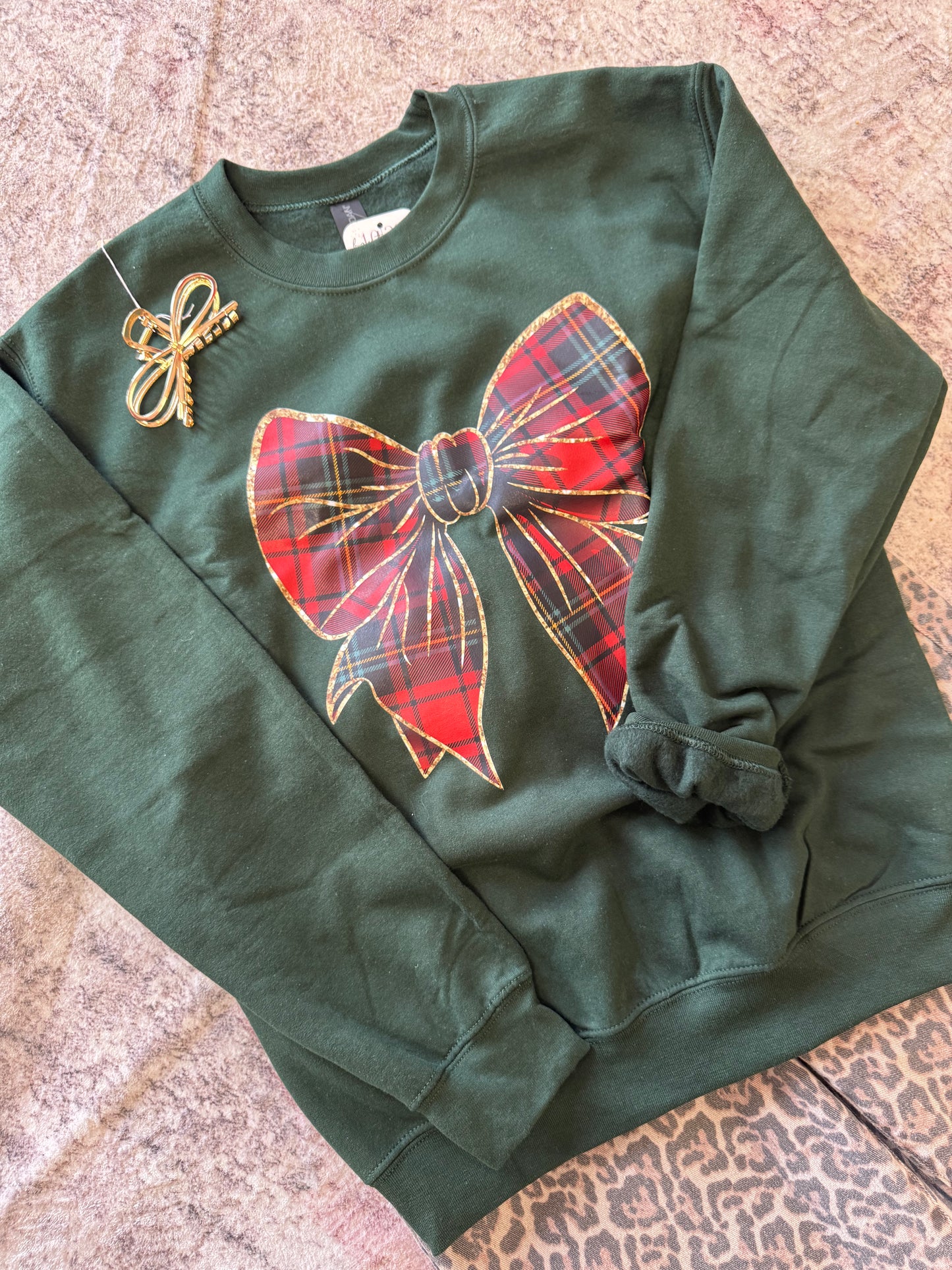 Plaid Christmas Bow Sweatshirt