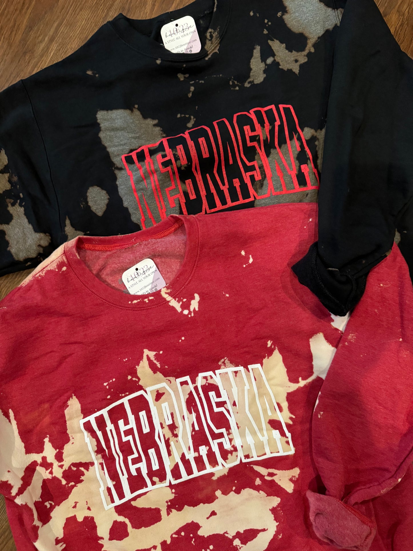 Bleached Sweatshirt-BLK NEBRASKA