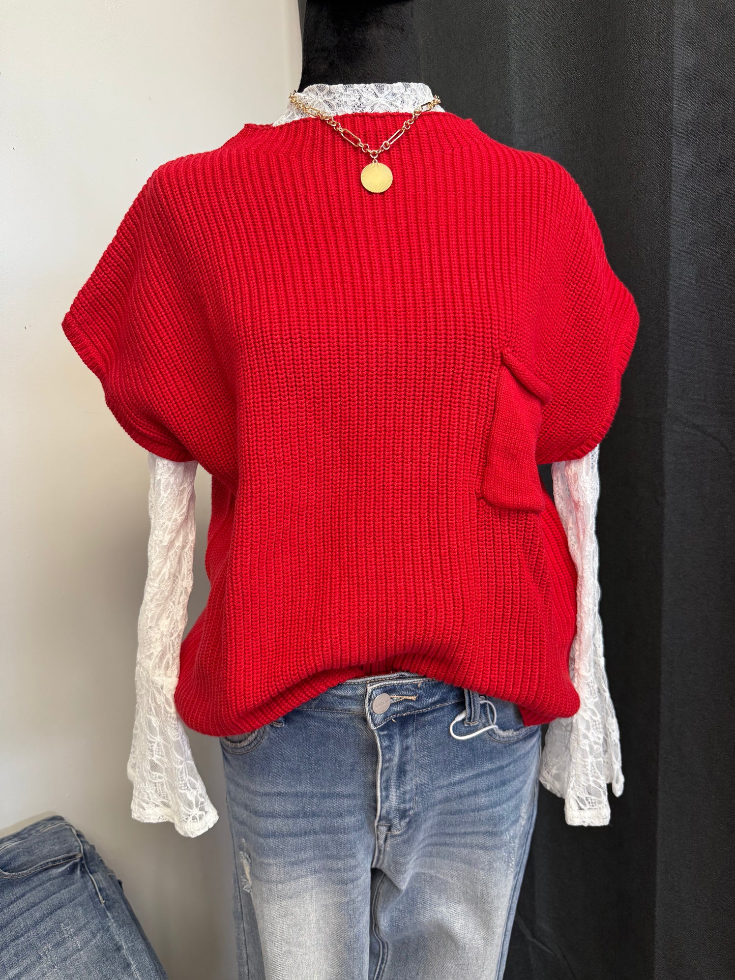 Mock Neck Sweater-Ruby