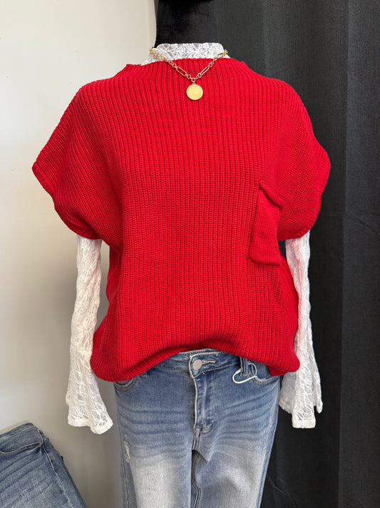 Mock Neck Sweater-Ruby