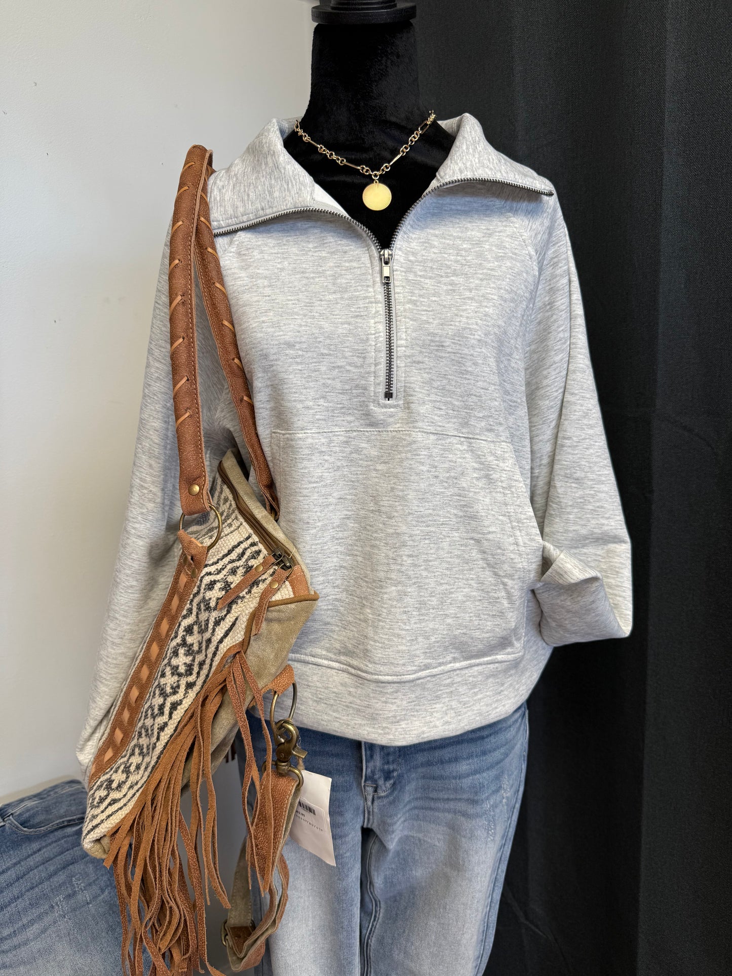 Heather Frost Scuba Zip Pullover