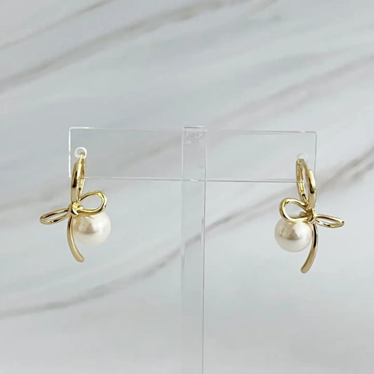 Bow Pearl Drop Earrings