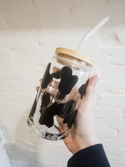 Cow Print Iced Coffee Glass