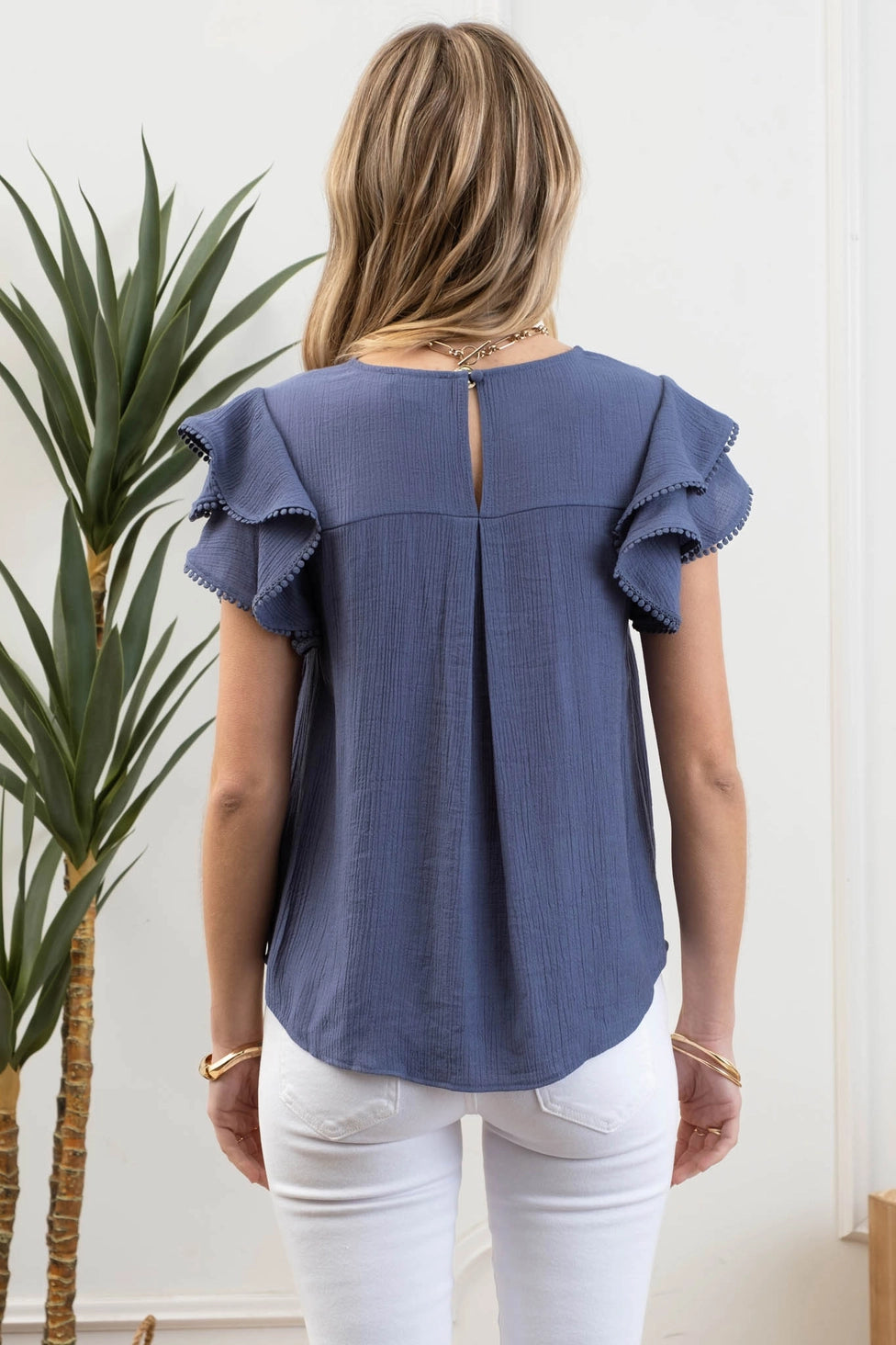 Double Ruffle Pom Top