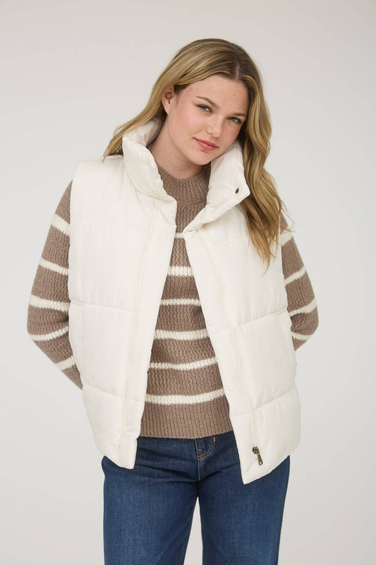 Solid Zip Up Puffer Vest