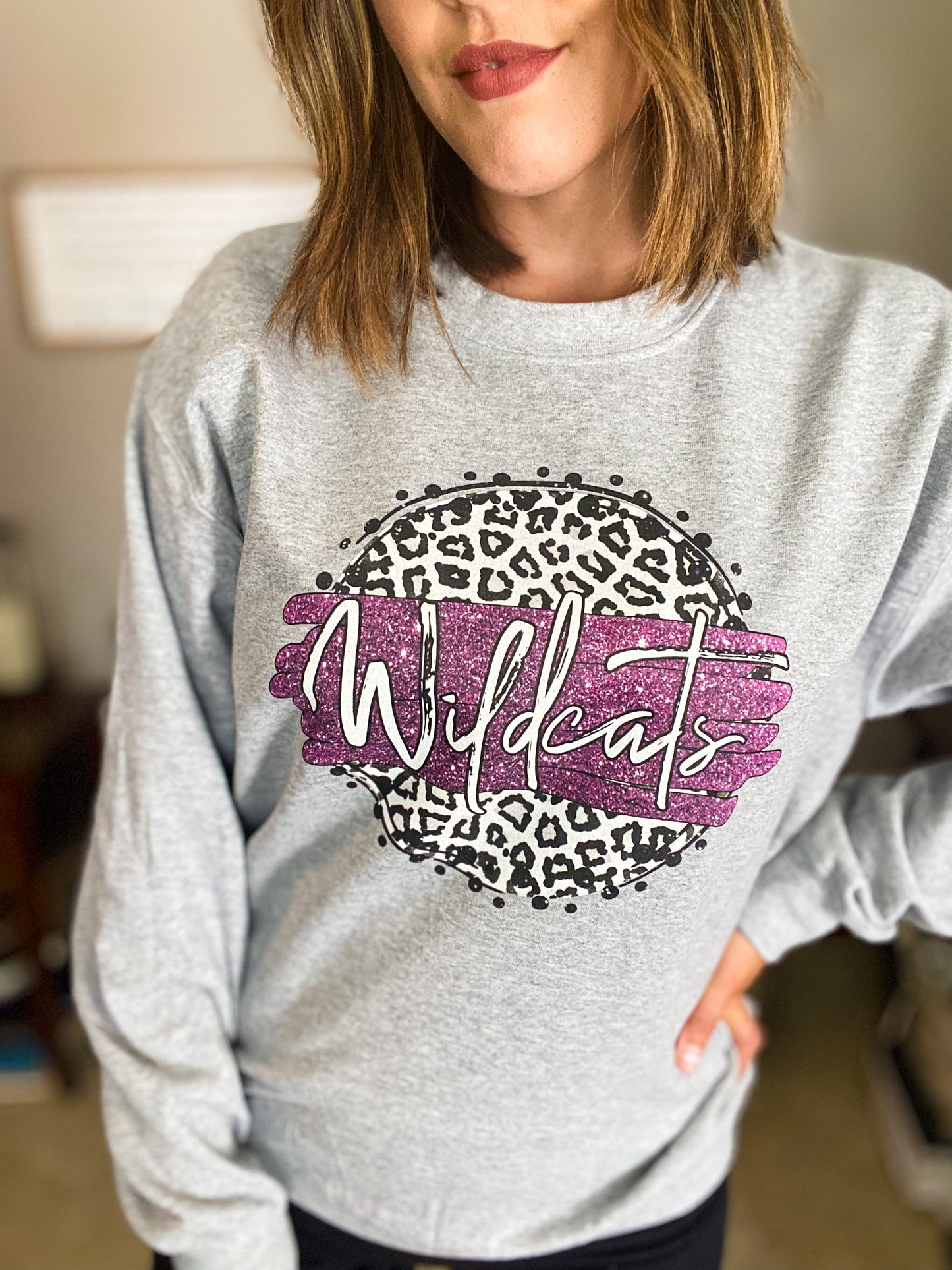 "Wildcats" Leopard/Glitter Sweatshirt