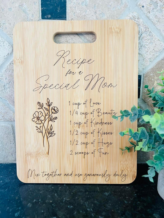 Recipe for Special Mom Cutting Board