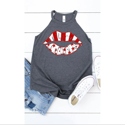 Red Flag Lip Graphic Tank